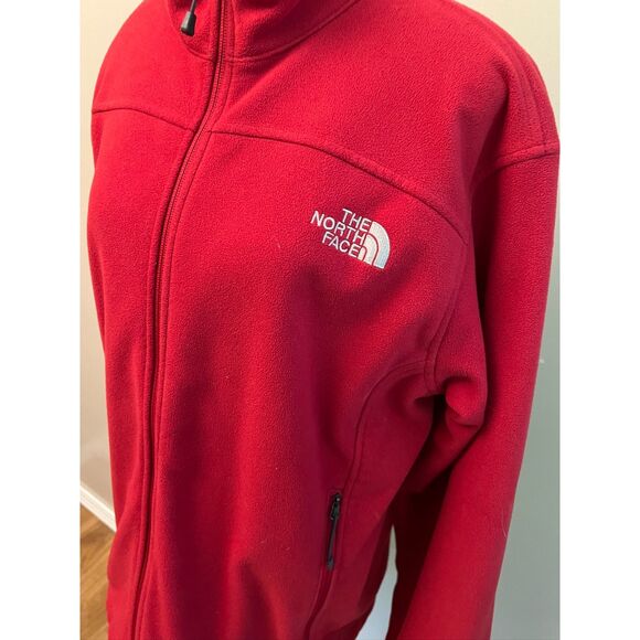 The North Face Windwall full zip fleece jacket in bright red. Size M. - Picture 2 of 9
